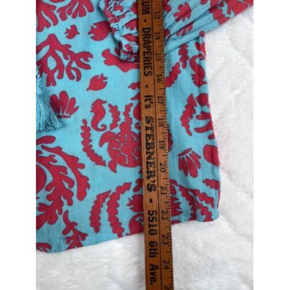 Lilly Pulitzer Women's (XS) Etta V-Neck Tunic w/ Tassels Long Sleeve Blouse - Picture 5 of 7